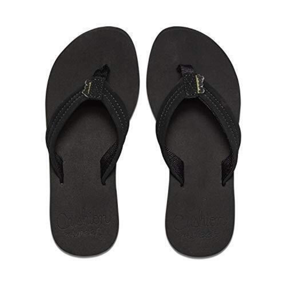 REEF WOMENS REEF CUSHION BREEZE FLIP FLOP, BLACK/BLACK, 7 US